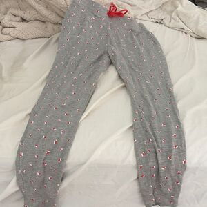 Gray Pajama Pants with Red Accents